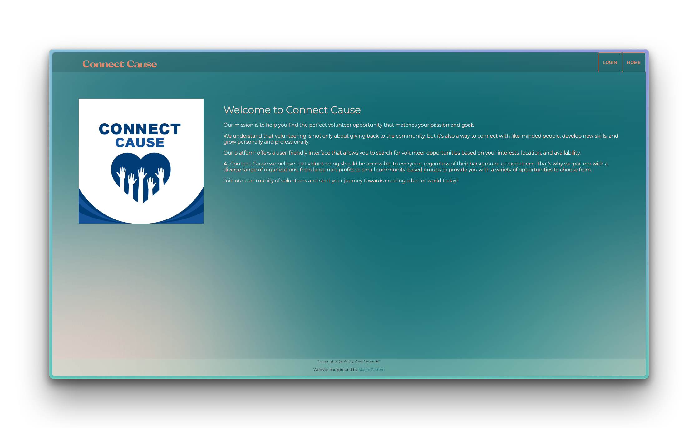 Connect Cause Landing Page Screenshot