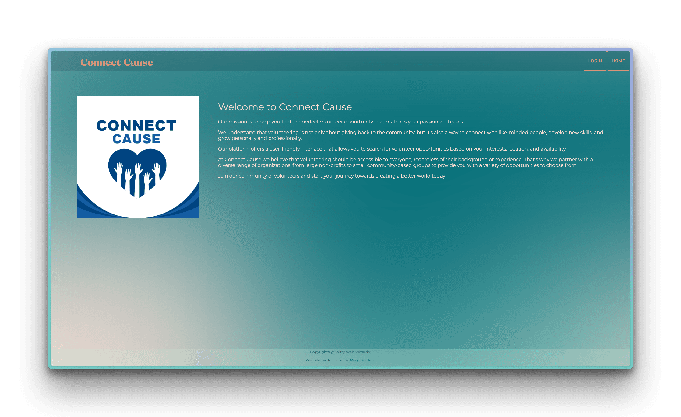 Connect Cause Landing Page Screenshot